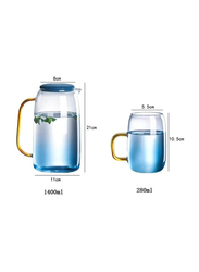 VAV 5-Piece Elegant Glass Carafe Pitcher Set, Clear