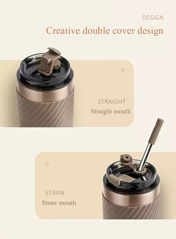 VAV 520ml Stainless Steel Coffee Mug with Built in Filter and Straw, Gold