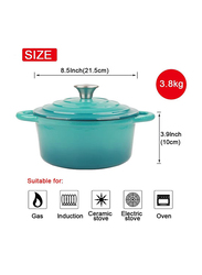 VAV 21.5cm Non-Stick Enamelled Cast Iron Dutch Oven Casserole, Blue