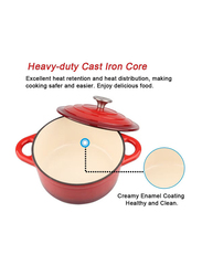 VAV 21.5cm Non-Stick Enamelled Cast Iron Dutch Oven Casserole, Red