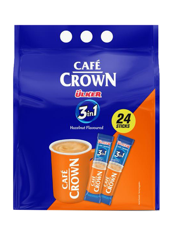 Cafe Crown 3 In 1 Hazelnut, 12 x 24 Sachets x 18g