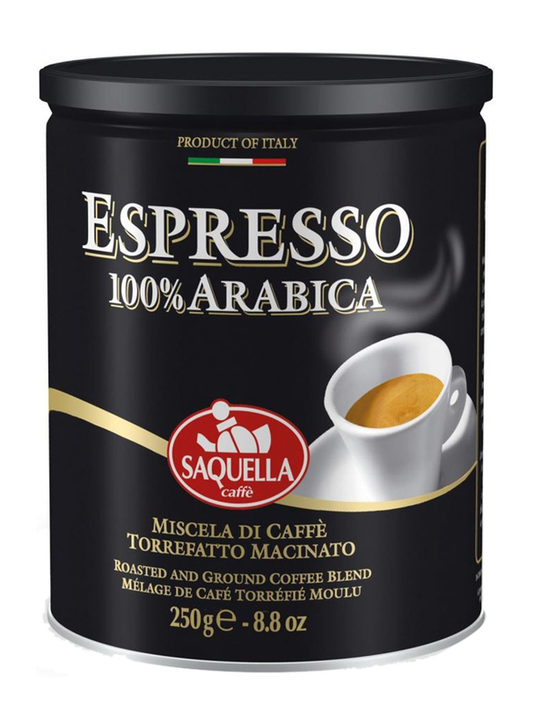 Saquella 100% Arabica Espresso Ground Coffee, 250g