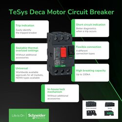 Schneider Electric GV2ME10 TeSys GV2 D Motor Thermal Magnetic Circuit Breaker, Grey