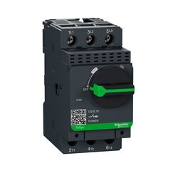 Schneider Electric TeSys Deca Motor Circuit Breaker with Magnetic Rotary Handle & Screw Clamp Terminals, TeSys GV2, 3P, 6.3A, GV2L10, Black