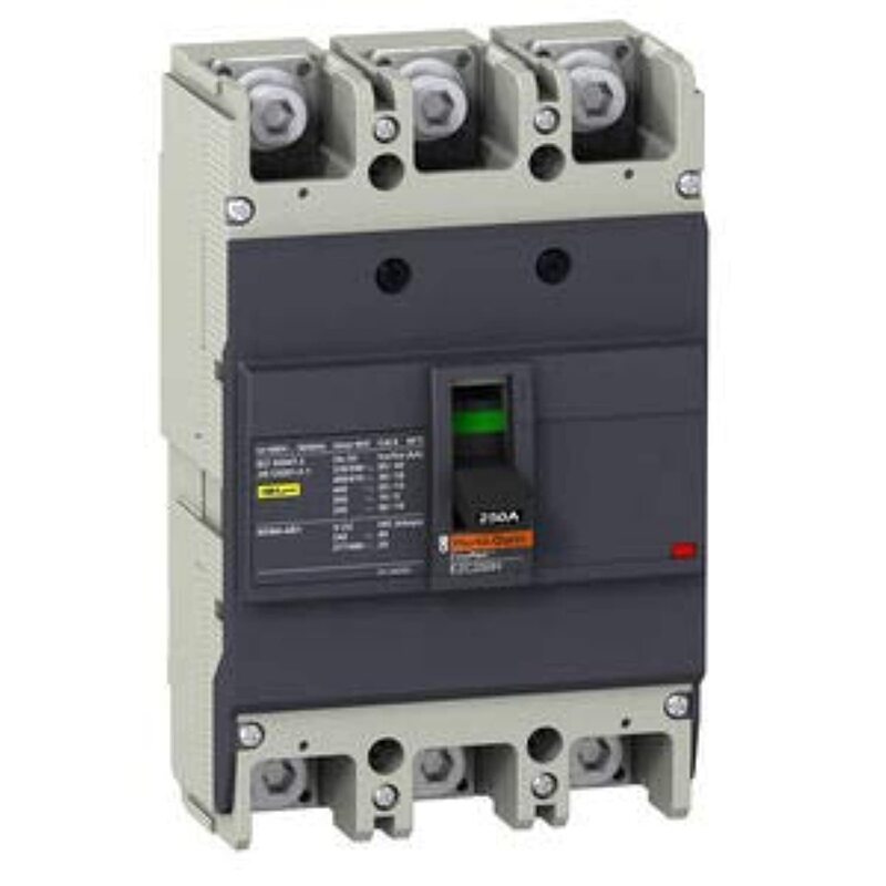 Schneider Electric EZC250H TMD 160A 3 Poles 3d EasyPact Circuit Breaker, EZC250H3160, Silver/Grey