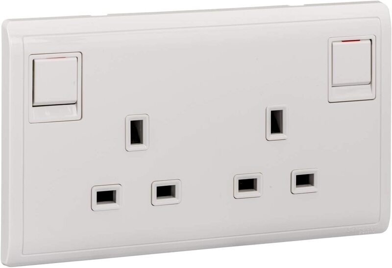

Schneider Electric E82T25 13A 250V 2Gang Pieno Switched Socket, White