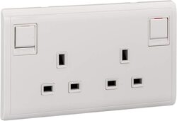 Schneider Electric E82T25 13A 250V 2Gang Pieno Switched Socket, White