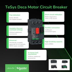 Schneider Electric TeSys GV2 Motor Circuit Breaker with Thermal Magnetic & Screw Clamp Terminals, TeSys GV2, 17-23A, GV2ME21, Black