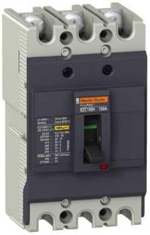 

Schneider Electric EZC100H TMD 100A 3 Poles 3d EasyPact Circuit Breaker, EZC100H3100, Silver/Grey