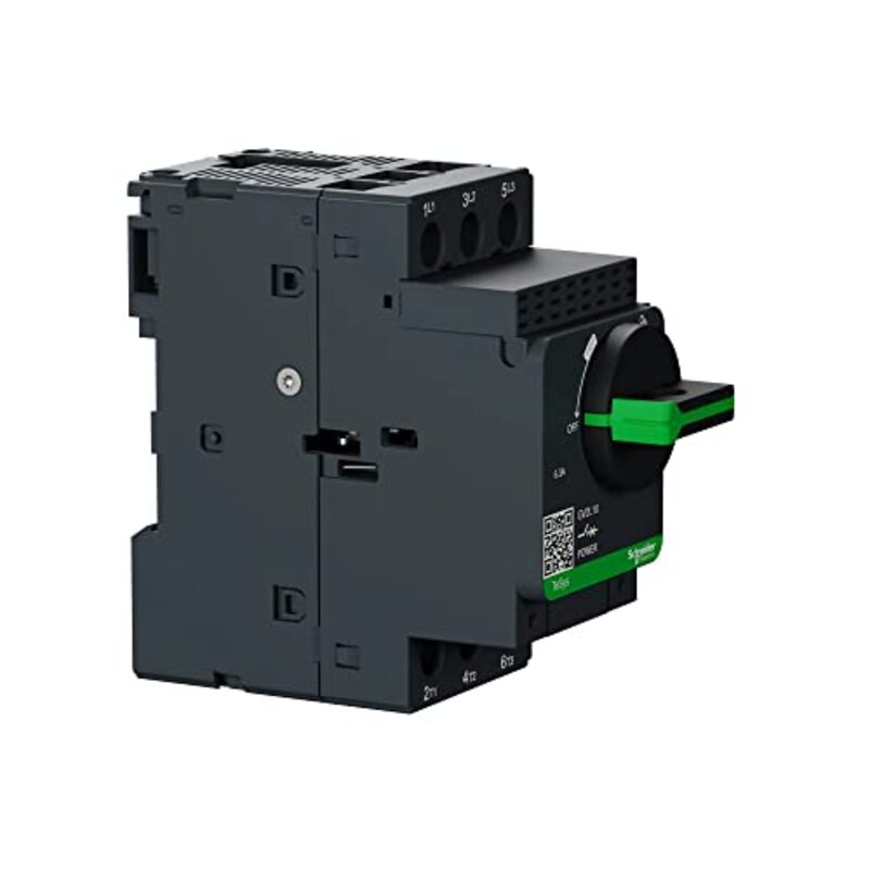 Schneider Electric TeSys Deca Motor Circuit Breaker with Magnetic Rotary Handle & Screw Clamp Terminals, TeSys GV2, 3P, 6.3A, GV2L10, Black