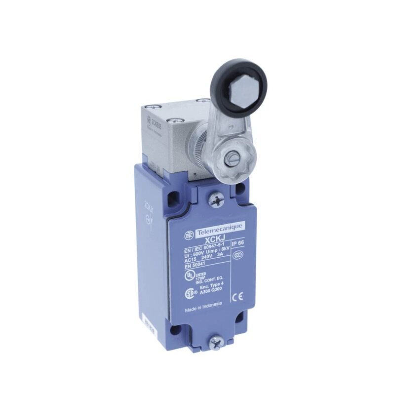 Telemecanique Sensors OsiSense XC Standard XCKJ Thermoplastic Roller Lever Limit Switch, XCKJ10511, Blue