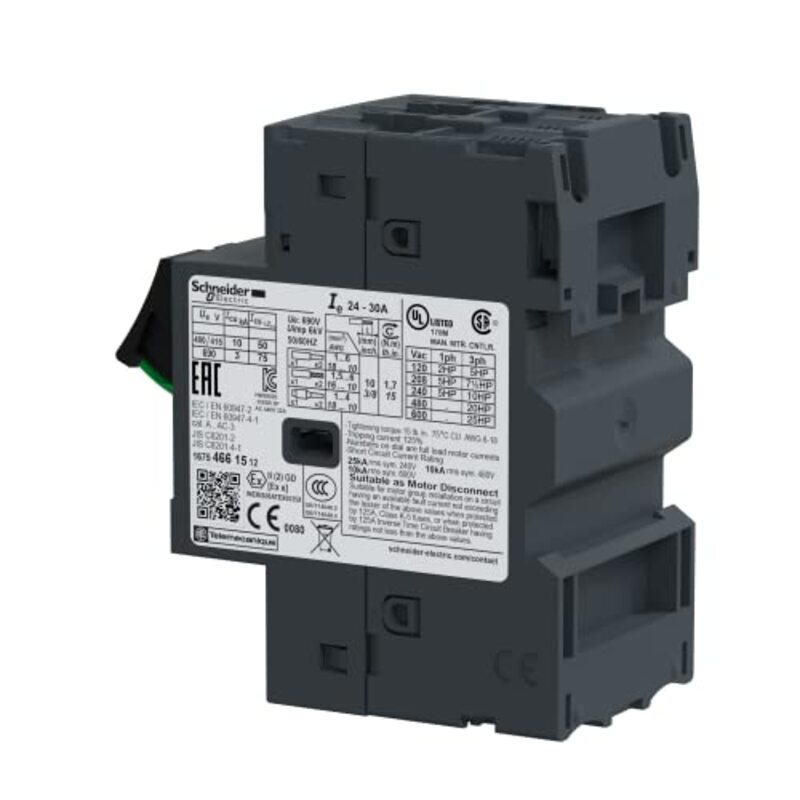 Schneider Electric TeSys D Motor Circuit Breaker with Thermal Magnetic & Screw Clamp Terminals, TeSys GV2, 24-32A, GV2ME32, Black