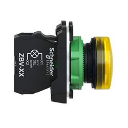 Schneider Electric Signaling Harmony XB5 Pilot Light Plastic 22 Plain Lens with 24 V Integral LED, XB5AVB5, Orange