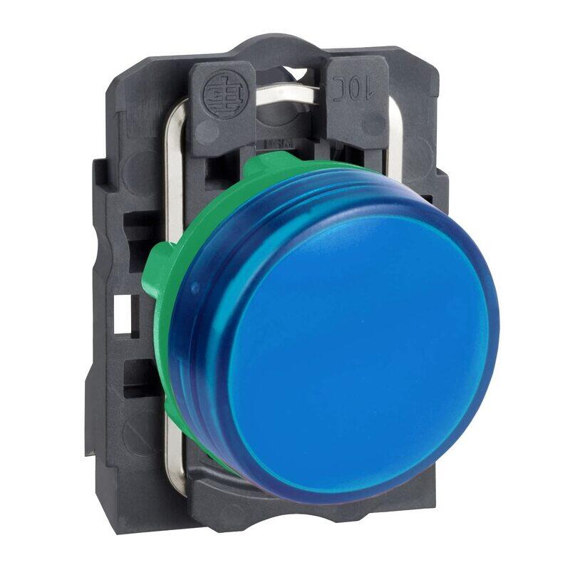 Schneider Electric Signaling Harmony XB5 22 Plain Lens with Integral LED 230.240 V Plastic Pilot Light, XB5AVM6, Blue