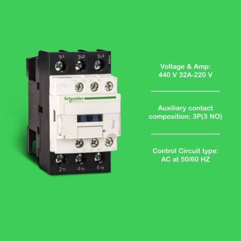 Schneider Electric TeSys D Contactor Breaker, 3P (3 NO) AC-3 440V, 32A, 220 V AC Coil, LC1D32M7, Black