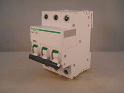 Schneider Electric Acti9 iC60H 3P 63A C Miniature Circuit Breaker, A9F54363, White