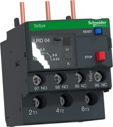 Schneider Electric TeSys Series 0.4 to 0.63 A LRD04 Thermal Relay Electric Contactor, 7.7 x 8.8 x 4.9cm, Black