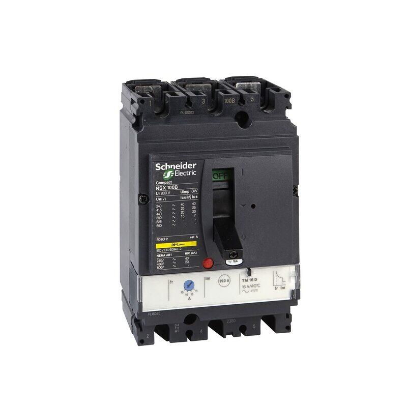 

Schneider Electric Compact NSX Circuit Breaker NSX100B, TMD, 63A, 3 poles 3d, LV429552, Black