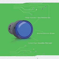 Schneider Electric Signalling Harmony XA2E Pilot Light with integral LED, XA2EVM6LC, Grey/Blue