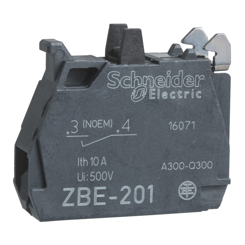 Schneider Electric ZBE101 Push Button Switch Contact Block, 1NO, 6A, 50 x 50 x 50cm, Black