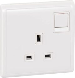 Schneider Electric E8215 Switch Pieno 13A 250 V 1 Gang Switched Socket, White