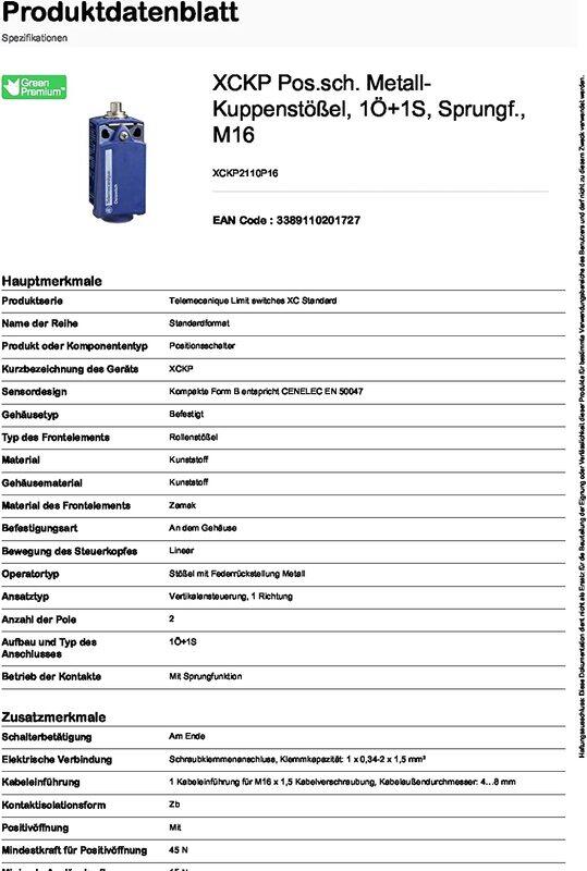 Schneider XCKP2110P16 Limit Switch Xckp Metal End Plunger, Black