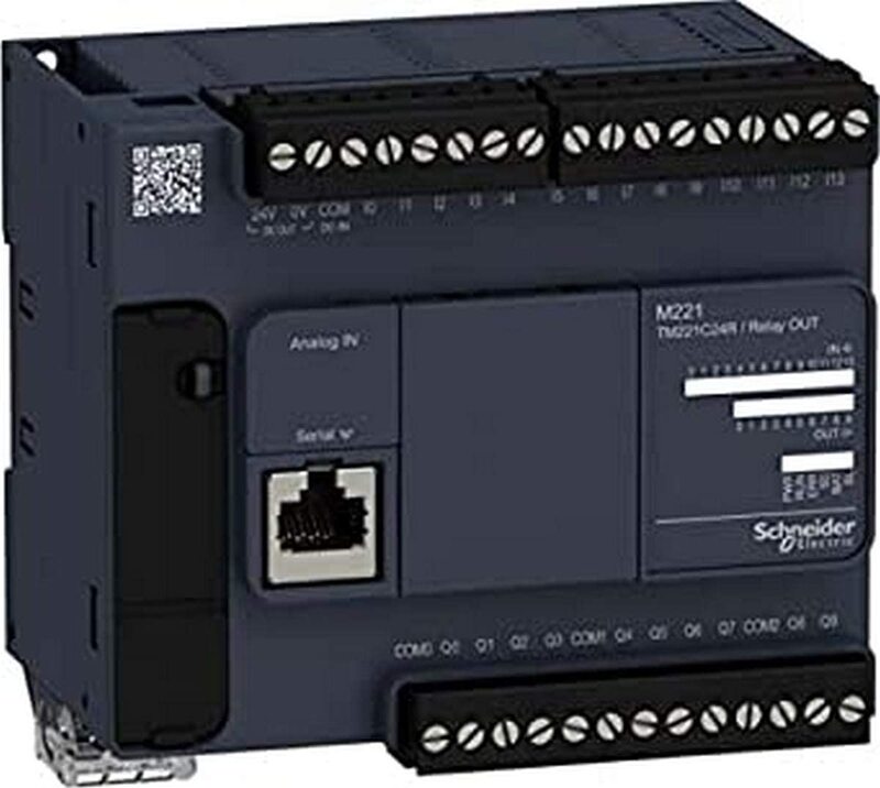 Schneider Electric TM221C24R PLC Modicon M241 Controller M221 24 IO Relay, 15.5 x 13.9 x 10.6cm, Black/Grey
