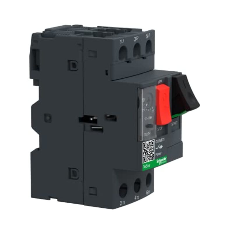 Schneider Electric TeSys GV2 Motor Circuit Breaker with Thermal Magnetic & Screw Clamp Terminals, TeSys GV2, 17-23A, GV2ME21, Black