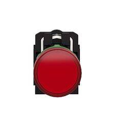 Schneider Electric Signaling Harmony XB5 22 Plain Lens with Integral LED 24 V Monolithic Pilot Light, XB5EVB4, Red