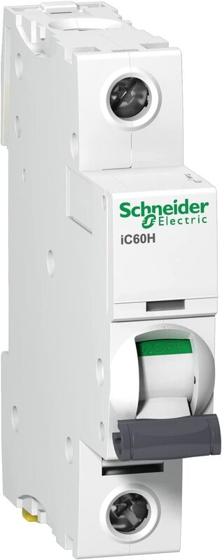 Schneider Electric A9F54110 Acti9 iC60H 1P 10A C Miniature Circuit Breaker, White