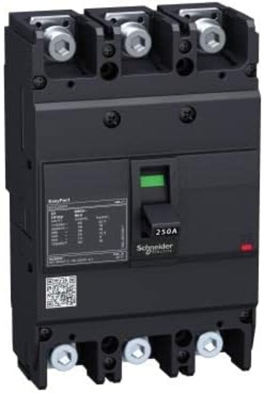 Schneider Electric EZC250H TMD 200A 3Poles 3d EasyPact Circuit Breaker, EZC250H3200, Black