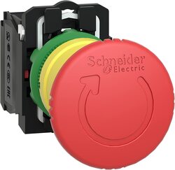 Schneider XB5AS8442 Mushroom Head Emergency Stop, 40mm, Red/Yellow/Green/Black