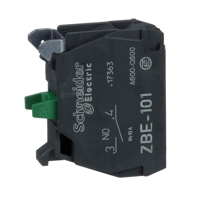 Schneider Electric ZBE101 Push Button Switch Contact Block, 1NO, 6A, 50 x 50 x 50cm, Black
