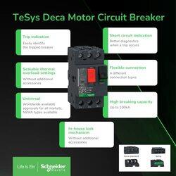 Schneider Electric TeSys GV2 Motor Circuit Breaker with Thermal Magnetic & Screw Clamp Terminals, TeSys GV2, 6-10A, GV2ME14, Black