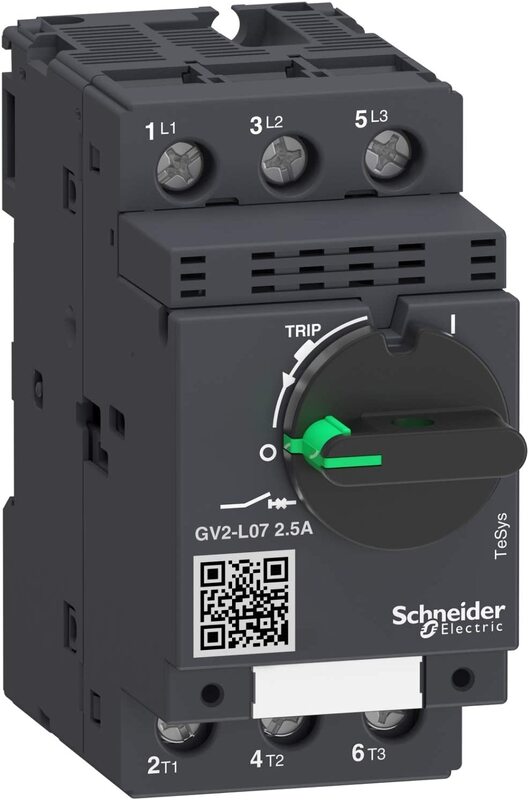 Schneider Electric GV2L07 TeSys Deca Motor Circuit Breaker with Magnetic Rotary Handle, 10 x 4.6 x 9.3cm, Black