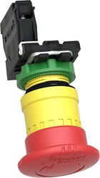 Schneider XB5AS8442 Mushroom Head Emergency Stop, 40mm, Red/Yellow/Green/Black