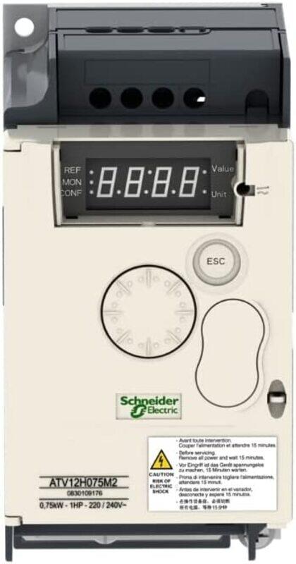 Schneider VFD Altivar 12 Variable Speed Drive, ATV12H075M2, Black