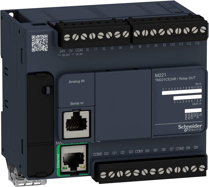 

Schneider Electric TM221CE24R PLC Modicon M241 Controller M221 24 IO relay Ethernet Breaker, Black