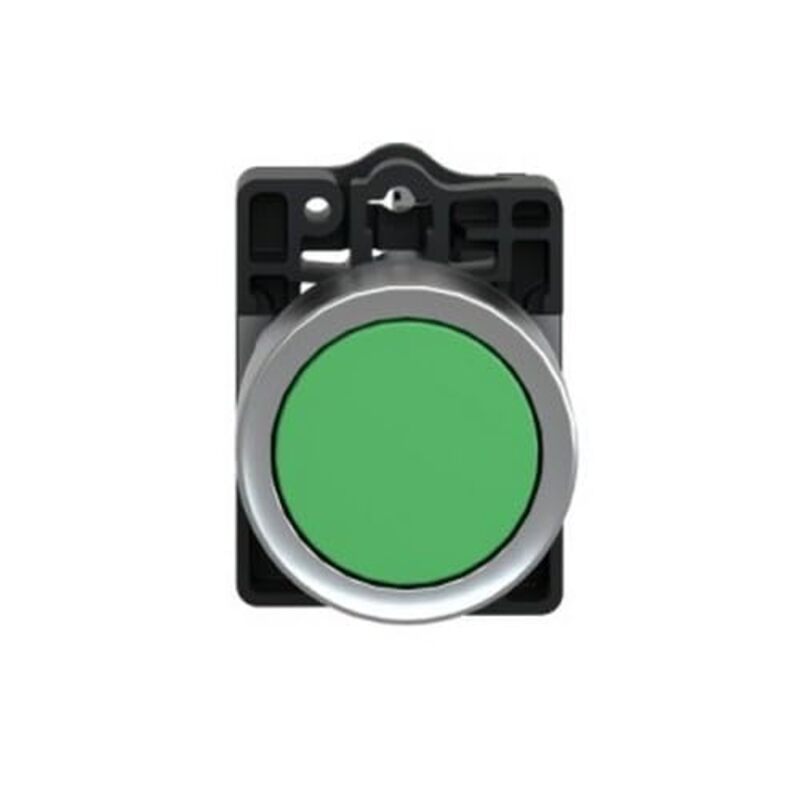 Schneider Electric Signaling Harmony XA2E Round Green Push-Button 22 Flush Spring Return, XA2EA31, Black