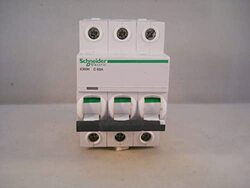 Schneider Electric Acti9 iC60H 3P 63A C Miniature Circuit Breaker, A9F54363, White