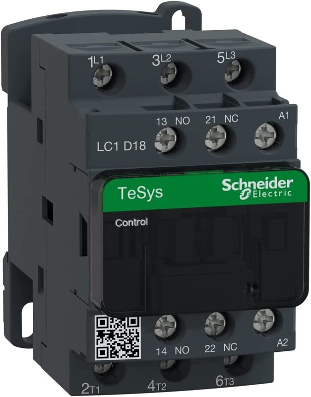 Schneider Electric LC1D18P7 TeSys Deca Contactor with 230V AC Spring Coil and 3 Poles, 9.3 x 11.4 x 5.2cm, Black