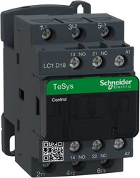 Schneider Electric LC1D18P7 TeSys Deca Contactor with 230V AC Spring Coil and 3 Poles, 9.3 x 11.4 x 5.2cm, Black