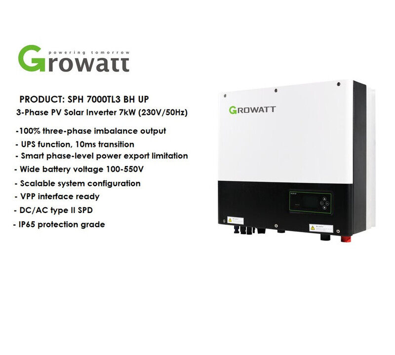 

Growatt SPH7000TL BH-UP Three Phase Hybrid Inverter