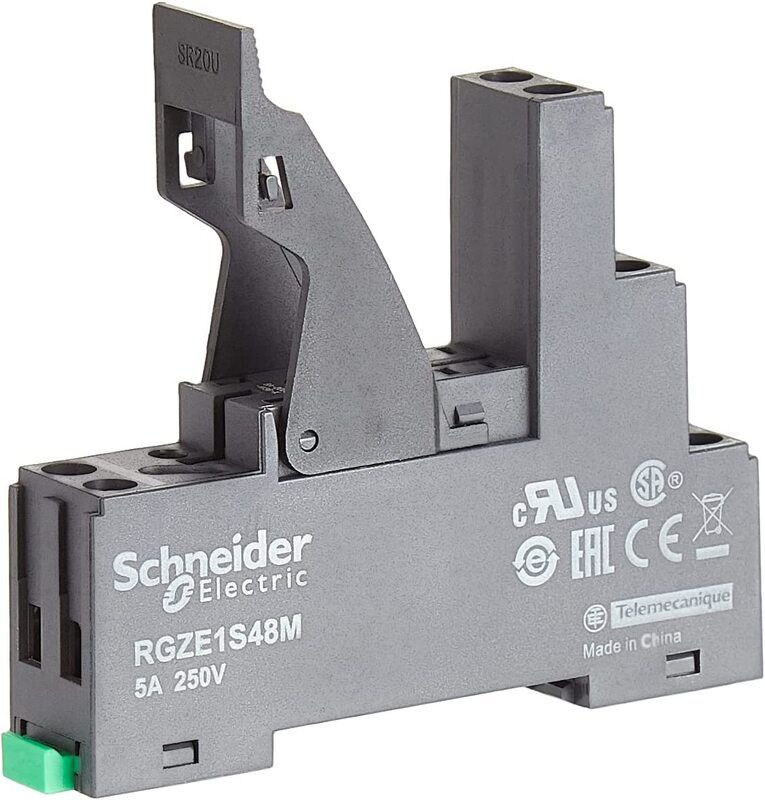 Schneider Electric RGZE1S48M 2Co Separate Terminal Socket with Clamp, 7.7 x 15.8 x 6.2cm, Grey