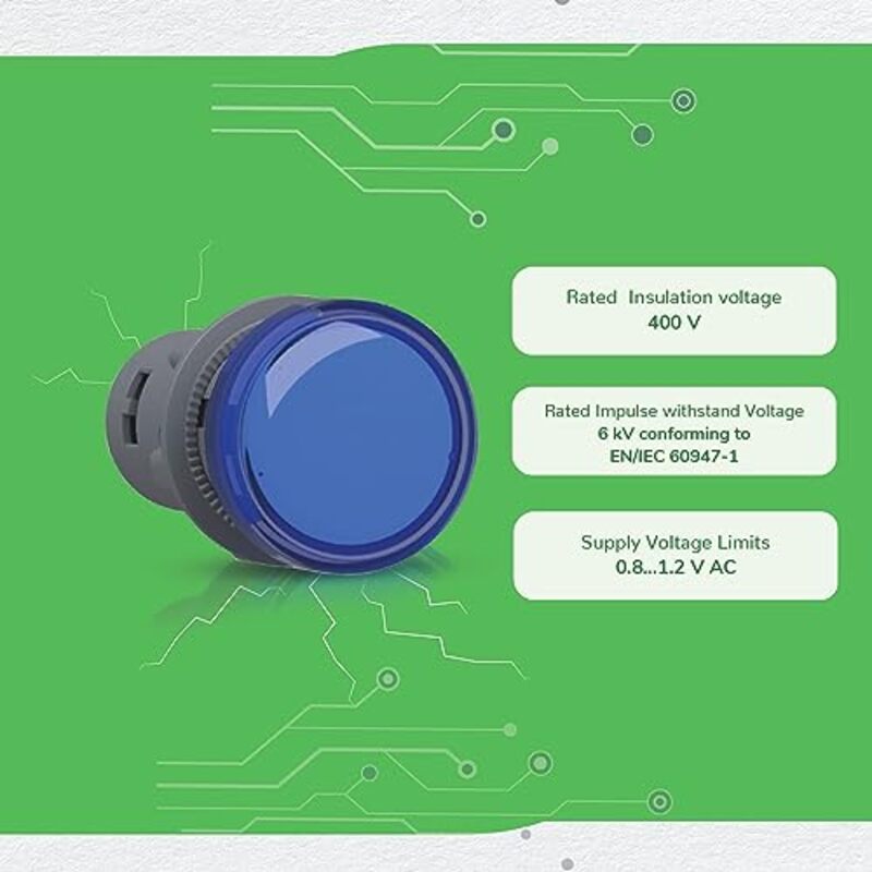 Schneider Electric Signalling Harmony XA2E Pilot Light with integral LED, XA2EVM6LC, Grey/Blue