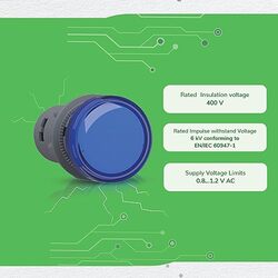 Schneider Electric Signalling Harmony XA2E Pilot Light with integral LED, XA2EVM6LC, Grey/Blue