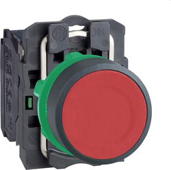 Schneider Electric XB5AA41 Signaling Harmony XB Projecting Complete Push-Button Light, Black/Red
