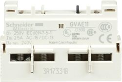 Schneider Electric GVAE11 1 NO + 1 NC GV2 Auxiliary Contact Breaker TeSys, 5.1 x 8.3 x 1.6cm, Black