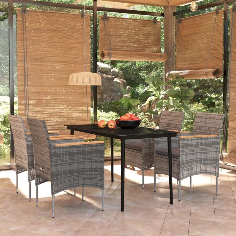 

vidaXL 5 Piece Garden Dining Set with Cushions Grey and Black