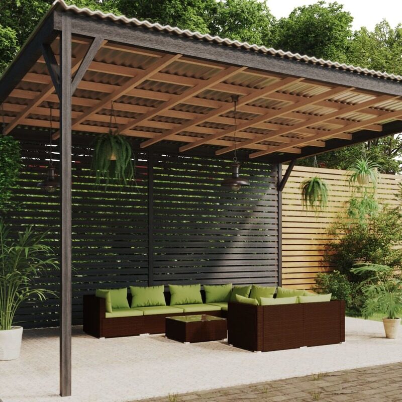 

vidaXL 9 Piece Garden Lounge Set with Cushions Poly Rattan Brown